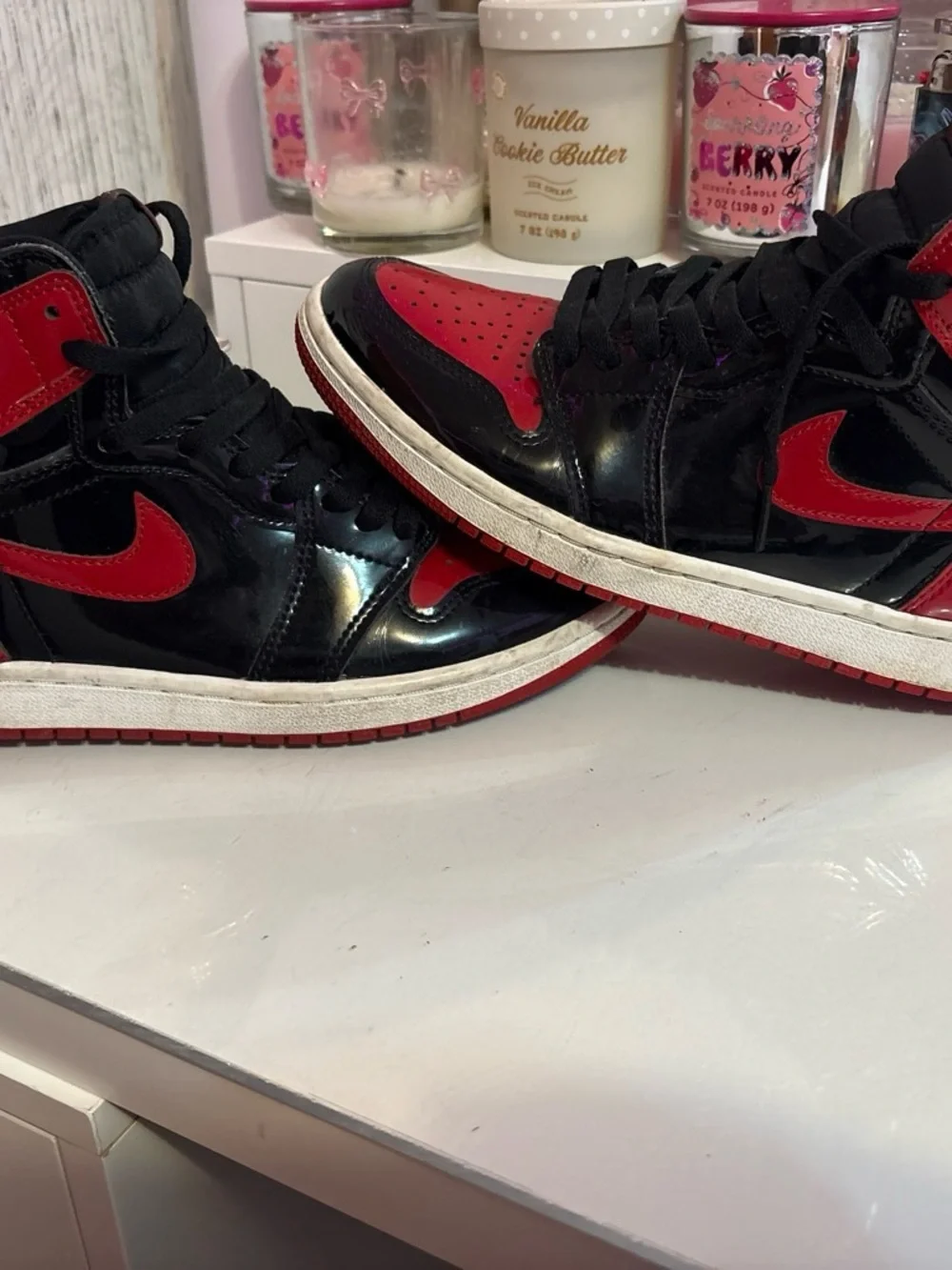 Nike Black and Red High-Top Sneakers